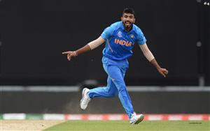 Indian crickter and fast bowler Jasprit Bumrah in action